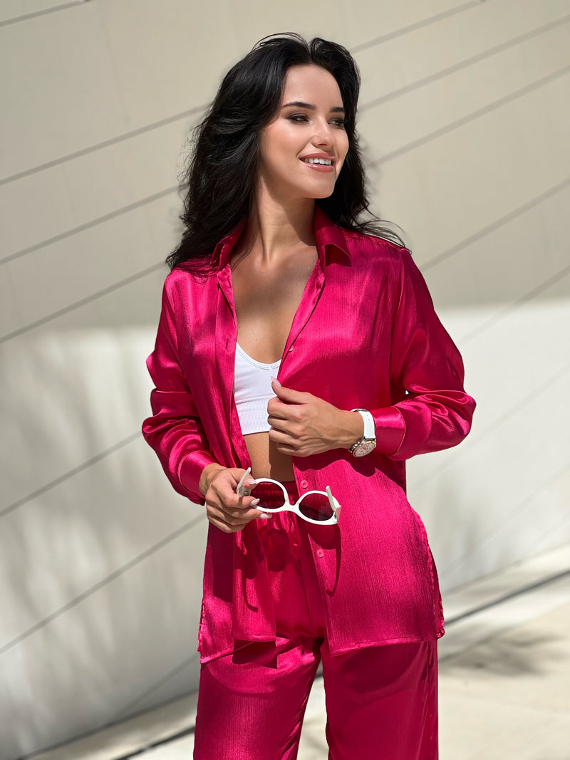 Fuchsia color Silk Costume