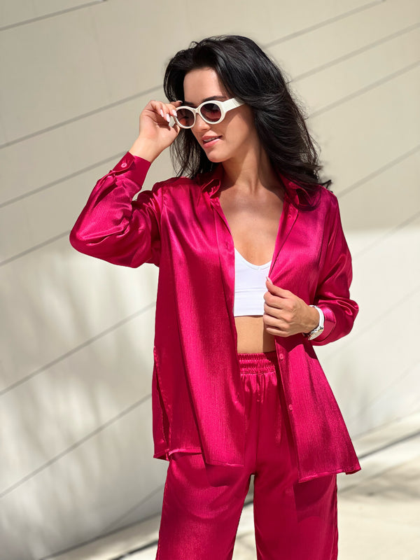 Fuchsia color Silk Costume