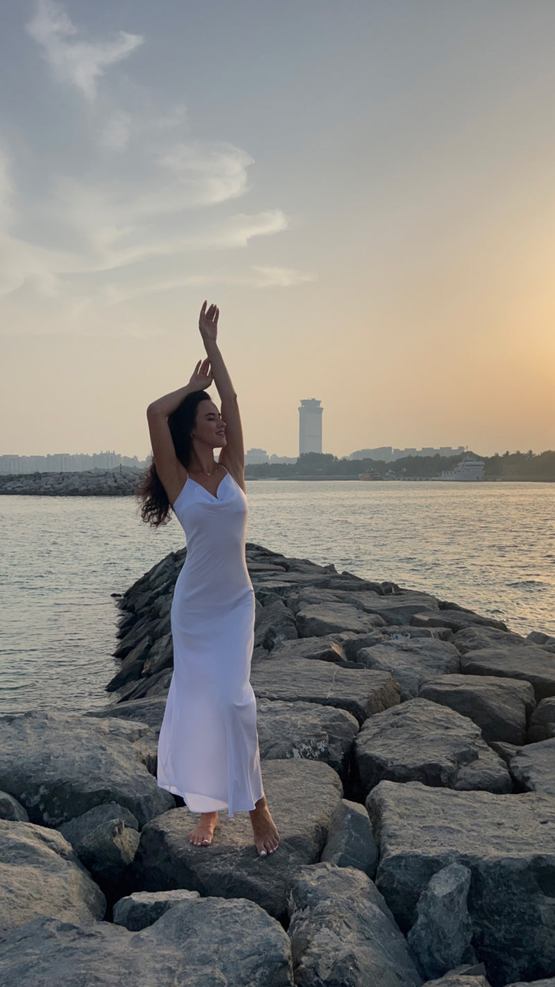 White Silk Dress Veronica