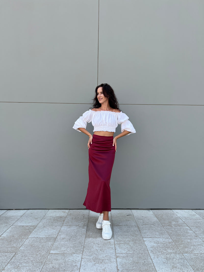 Maroon color skirt hotsell