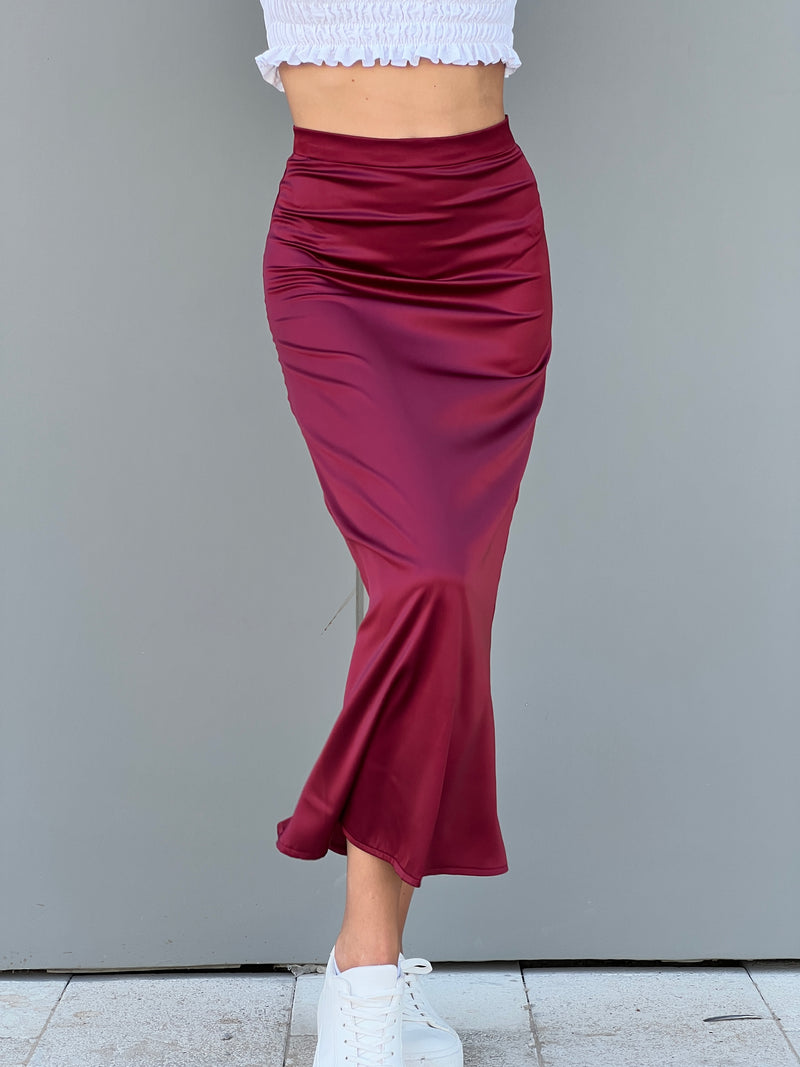 Silk Skirt Maroon Color